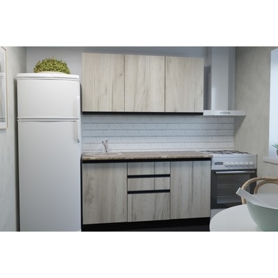 Кухонный гарнитур прямой «Равенна нормал», 1500×600 мм, цвет венге/алмабра тёмная/дуб браун