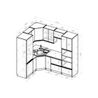 Кухонный гарнитур угловой «Равенна оптима», 2400×1800 мм, цвет венге/алмабра тёмная/дуб браун - Фото 2