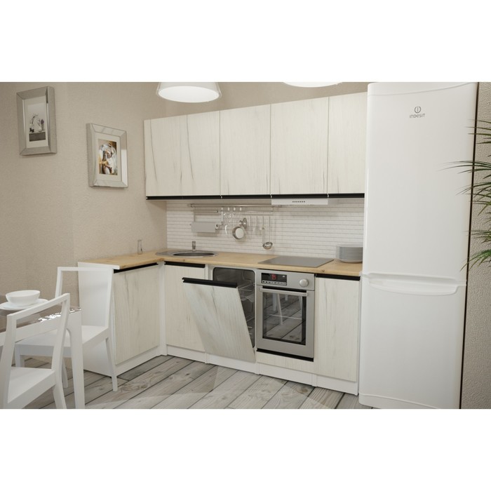 Кухонный гарнитур угловой «Амели прайм», 2000×1100 мм, цвет белый/дуб бунратти/дуб грей - Фото 1