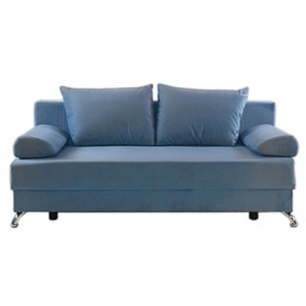 Прямой диван «Юность 11», механизм еврокнижка, пружинный блок, велюр, цвет синий