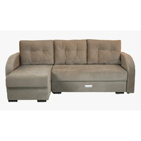 Угловой диван «Милан», еврокнижка, блок независимых пружин, левый угол, велюр, бежевый