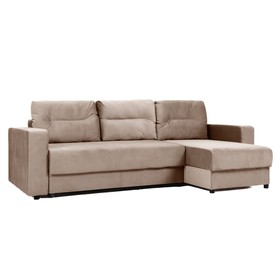 Угловой диван «Виват», механизм еврокнижка, универсальный, велюр, цвет бежевый