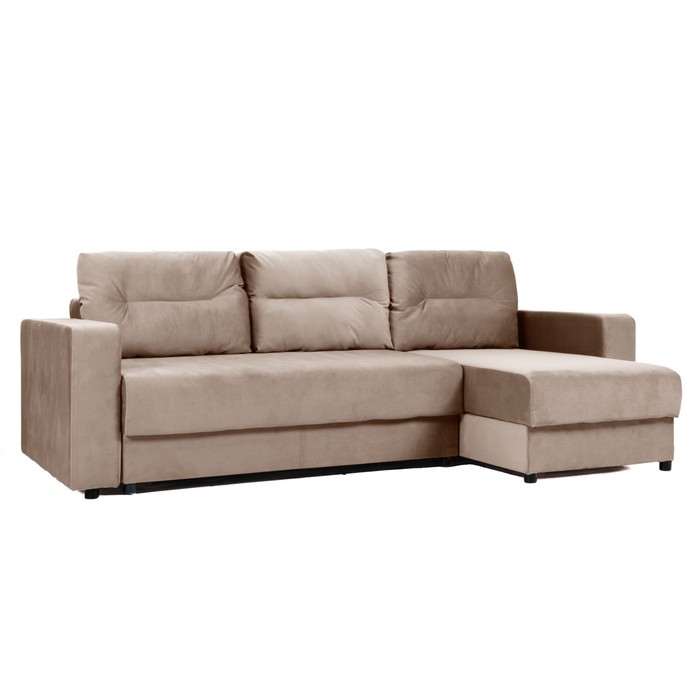 Угловой диван «Виват», механизм еврокнижка, универсальный, велюр, цвет бежевый