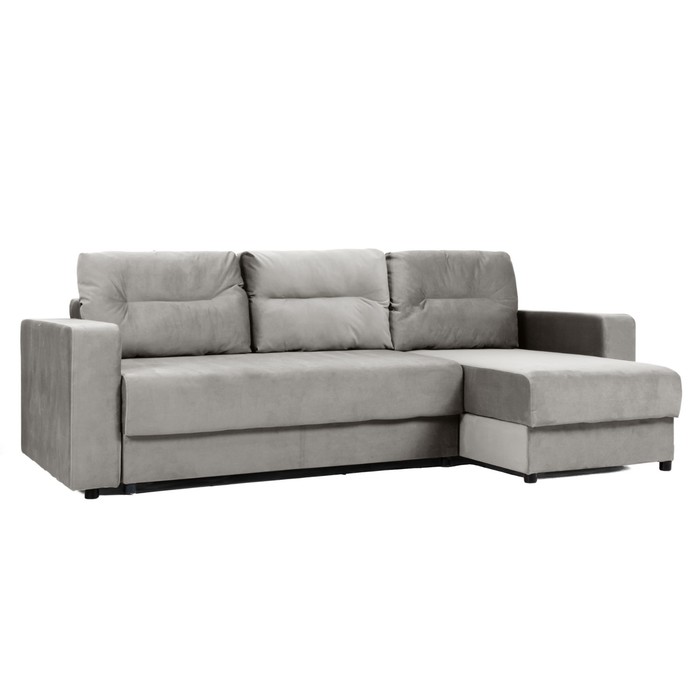 Угловой диван «Виват», механизм еврокнижка, универсальный, велюр, цвет серый