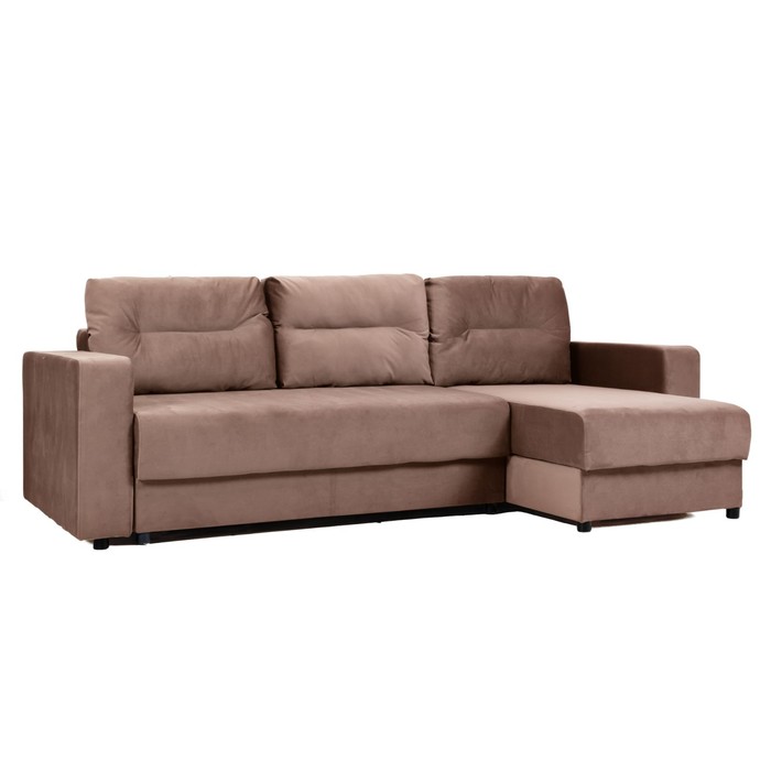 Угловой диван «Виват», механизм еврокнижка, универсальный, велюр, цвет коричневый
