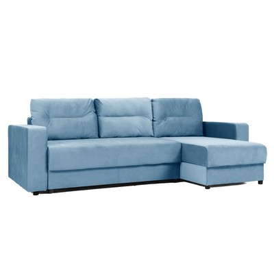 Угловой диван «Виват», механизм еврокнижка, универсальный, велюр, цвет синий