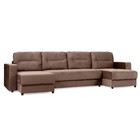 П-образный диван малый «Виват», механизм еврокнижка, велюр, цвет коричневый - Фото 1