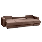 П-образный диван малый «Виват», механизм еврокнижка, велюр, цвет коричневый - Фото 2