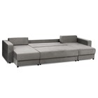 П-образный диван малый «Виват», механизм еврокнижка, велюр, цвет серый - Фото 2