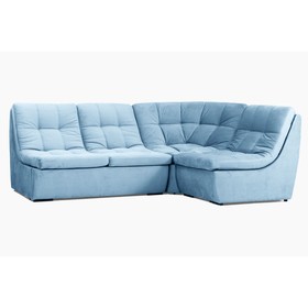 Угловой модульный диван «Барселона», механизм венеция, велюр, цвет синий