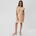 Платье для девочки MINAKU: Cotton Collection, светло-бежевое, рост 146 см - фото 43251571