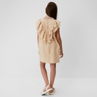 Платье для девочки MINAKU: Cotton Collection, светло-бежевое, рост 146 см - фото 43251573