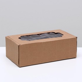 Коробка самосборная, с окном, бурая, 23 х 12 х 8 см, набор 5 шт .