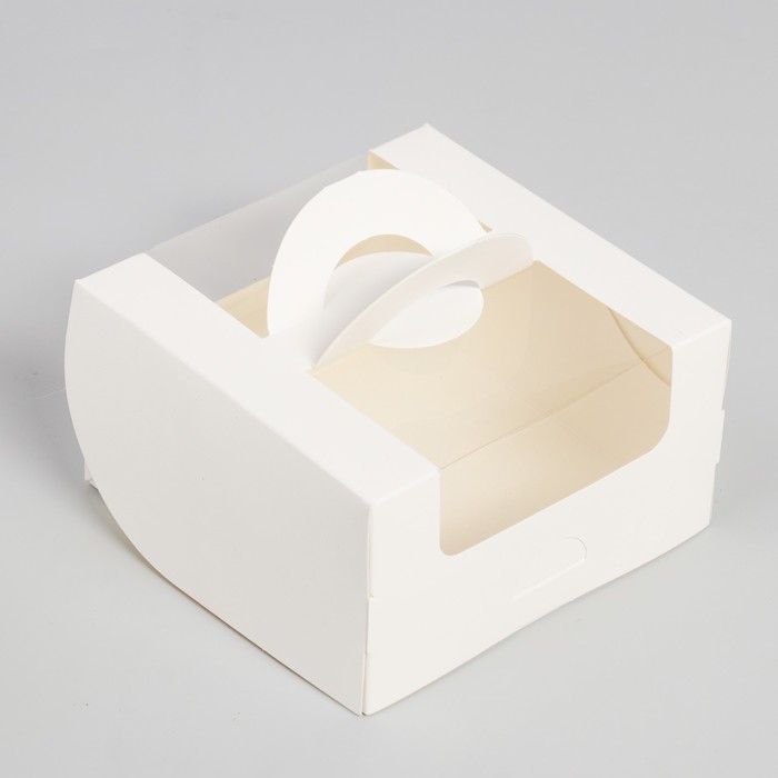 Коробка под бенто-торт с окном, белая, 14 х 14 х 8 см, набор 5 шт цена и фото