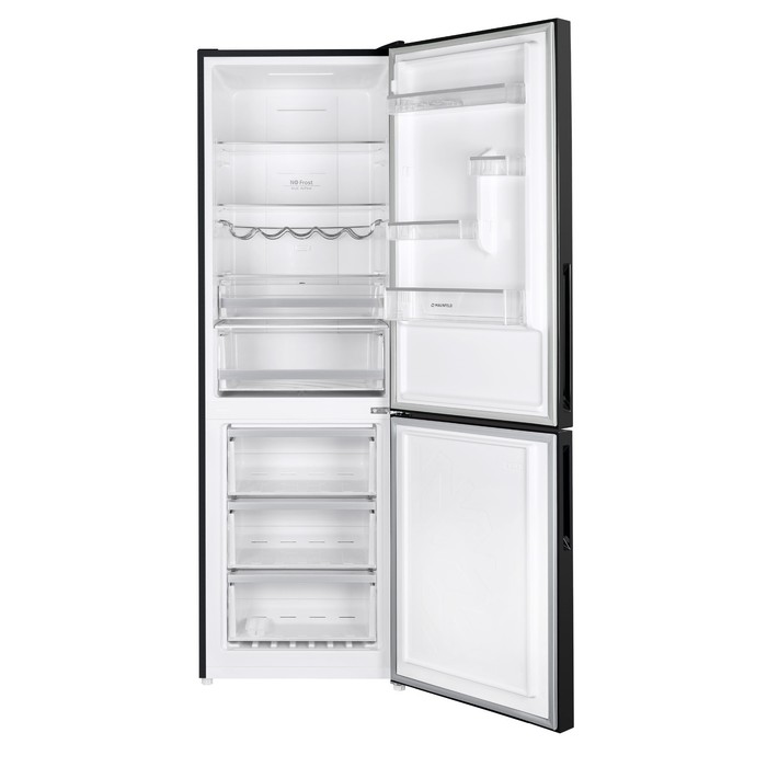 Холодильник MAUNFELD MFF185NFB, двухкамерный, класс А+, 340 л, Full No Frost, чёрный