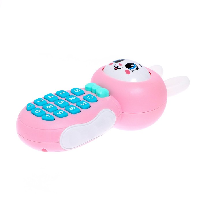 Музыкальный телефончик «Милый зайка», звук, свет, цвет розовый - фото 1883910073