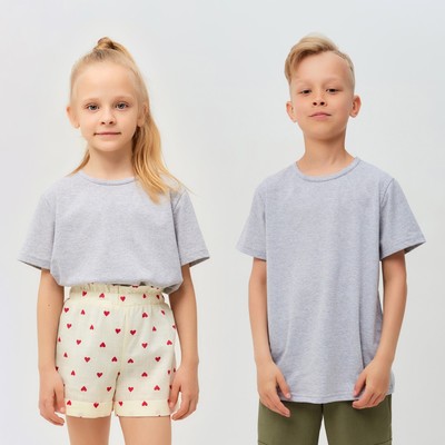 Футболка детская MINAKU: School Collection, серая, рост 134 см