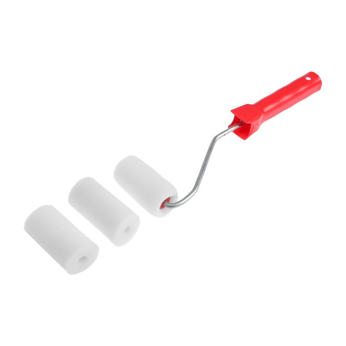 Валик ЛОМ, поролон, 65 мм, рукоятка d=6 мм, D=16 мм, 2 запасных шубки - Фото 1