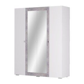 Шкаф 4-створчатый «Акцент №24», 1600 × 523 × 2020 мм, цвет белый / цемент светлый