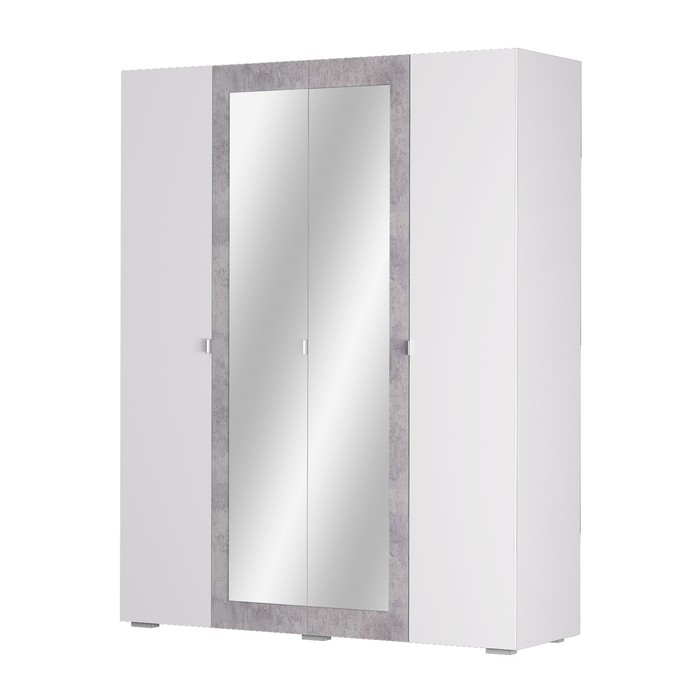 Шкаф 4-створчатый «Акцент №24», 1600 × 523 × 2020 мм, цвет белый / цемент светлый - Фото 1