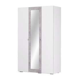 Шкаф 3-створчатый «Акцент №25», 1250 × 523 × 2020 мм, цвет белый / цемент светлый
