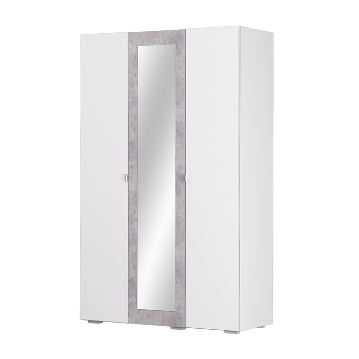 Шкаф 3-створчатый «Акцент №25», 1250 × 523 × 2020 мм, цвет белый / цемент светлый - Фото 1