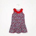 Платье для девочки, цвет полоска/якорь, рост 110 - фото 26440047
