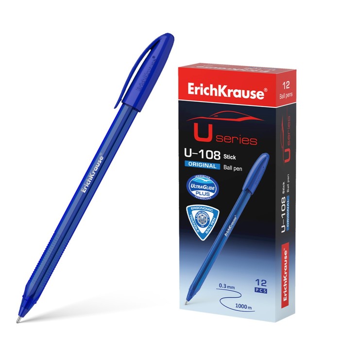 

Ручка шариковая ErichKrause U-108 Original Stick 1.0, Ultra Glide Technology, цвет чернил синий