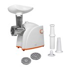 Мясорубка BQ MG1001, 1400 Вт, реверс, насадка для колбас и кеббе, бело-оранжевая - фото 51335285