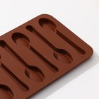 Форма для украшений Доляна «Ложечки», силикон, 13,5×9,5×0,7 см, 6 ячеек (8,3×1,8 см), цвет коричневый - фото 24587312