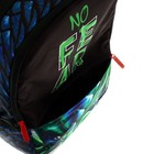 Рюкзак молодёжный 39 х 30 х 17 см, эргономичная спинка + usb и аудио выход, deVENTE Red Label, No Fear, синий/чёрный/зелёный - Фото 10