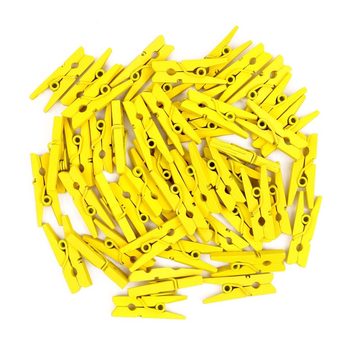 Набор прищепок для декора 50 шт., жёлтые — 2,5 см - Фото 1