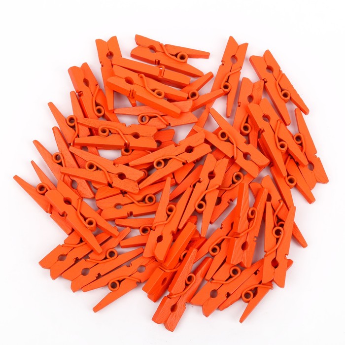 Набор прищепок для декора 50 шт., оранжевые — 2,5 см - Фото 1