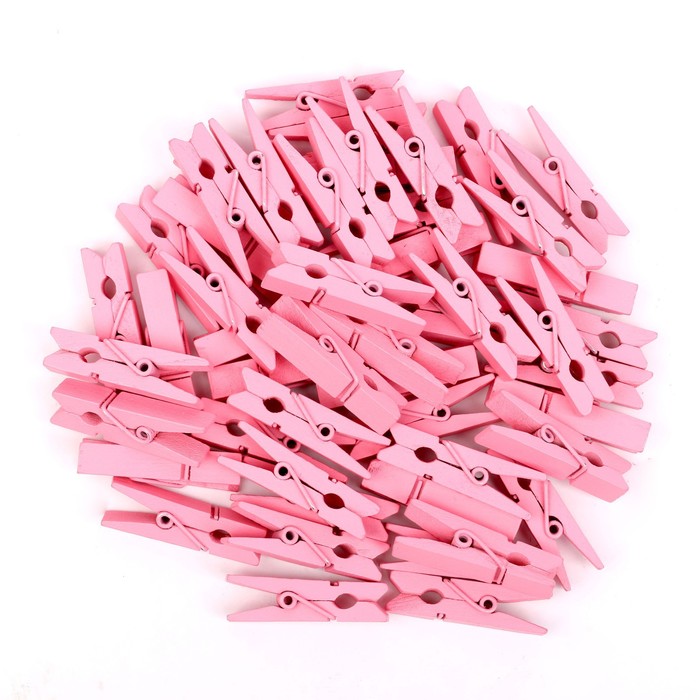 Набор прищепок для декора 50 шт., розовые — 3,5 см - Фото 1