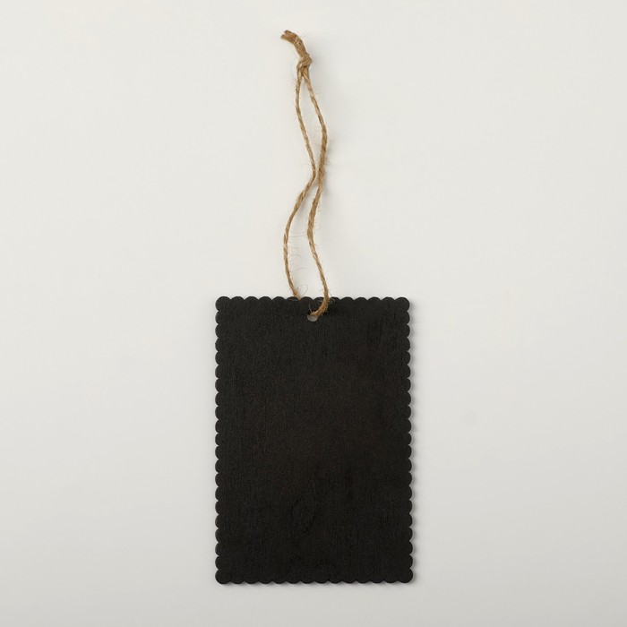 Меловой ценник «Бирка» 10×7, на верёвке, ребристый прямоугольник, (фасовка 10 шт.), цвет чёрный - фото 1908915071