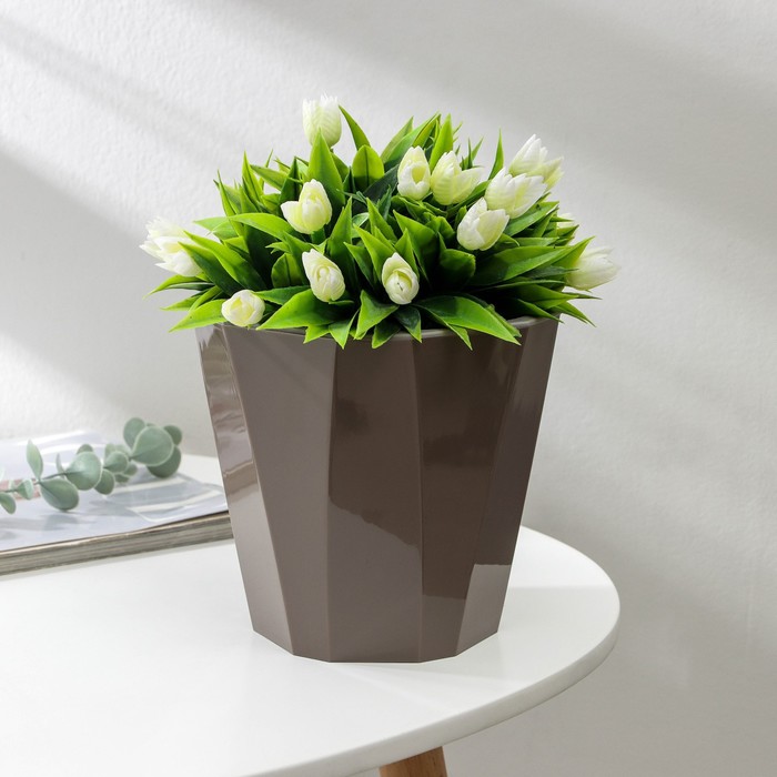 Кашпо для цветов со вставкой «Палермо», 1,8 л, цвет коричневый - Фото 1