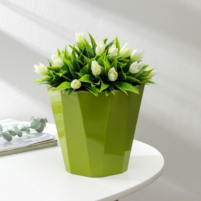 Кашпо для цветов со вставкой «Палермо», 1,8 л, цвет оливковый - Фото 1
