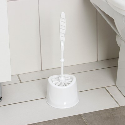 Ёршик для унитаза «Капри», 14×12,5×37 см, с подставкой, белый