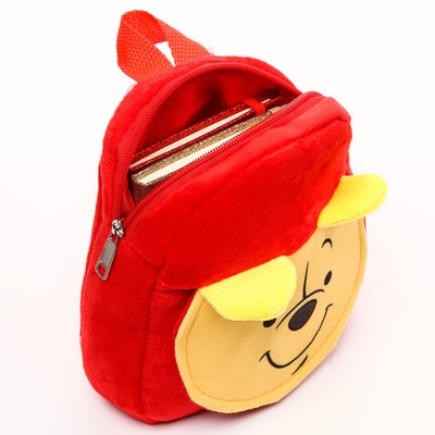 Рюкзак плюшевый «Мишка», на молнии, с карманом, 19×22 см, Медвежонок Винни и его друзья