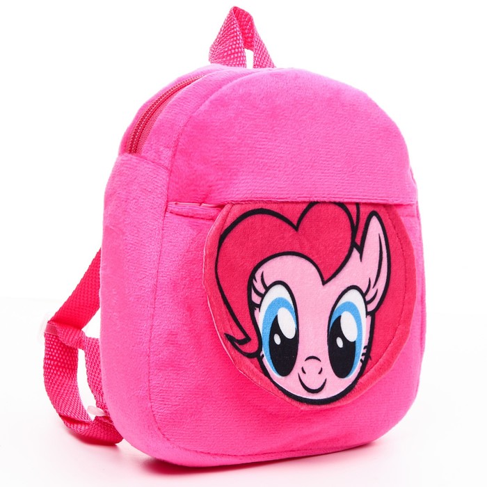 Рюкзак плюшевый на молнии, с карманом, 19 х 22 см "Пинки Пай", My little Pony - фото 67638738