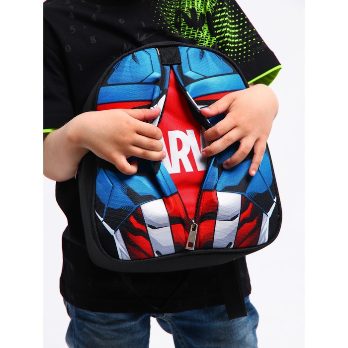 Рюкзак детский на молнии, 23 см х 10 см х 27 см "Капитан Америка", Мстители - Фото 1