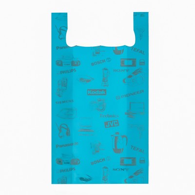 Пакет майка, полиэтиленовый «Электроника», бирюзовый, 41×72, 17 мкм