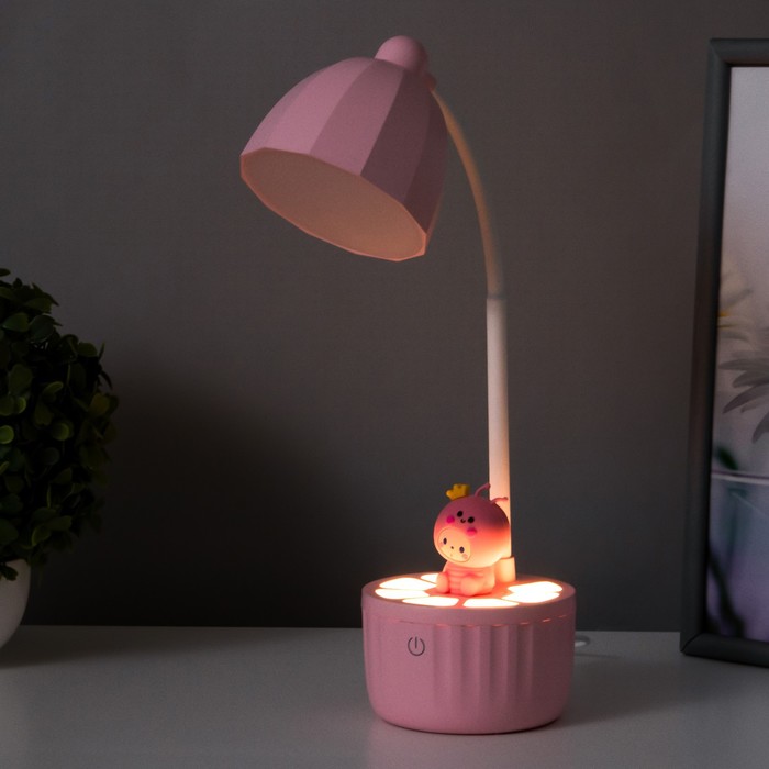 Лампа настольная "Мини жук" LED 3 режима 6,4Вт USB розовый 10х10х37,5 см RISALUX - фото 1926430419