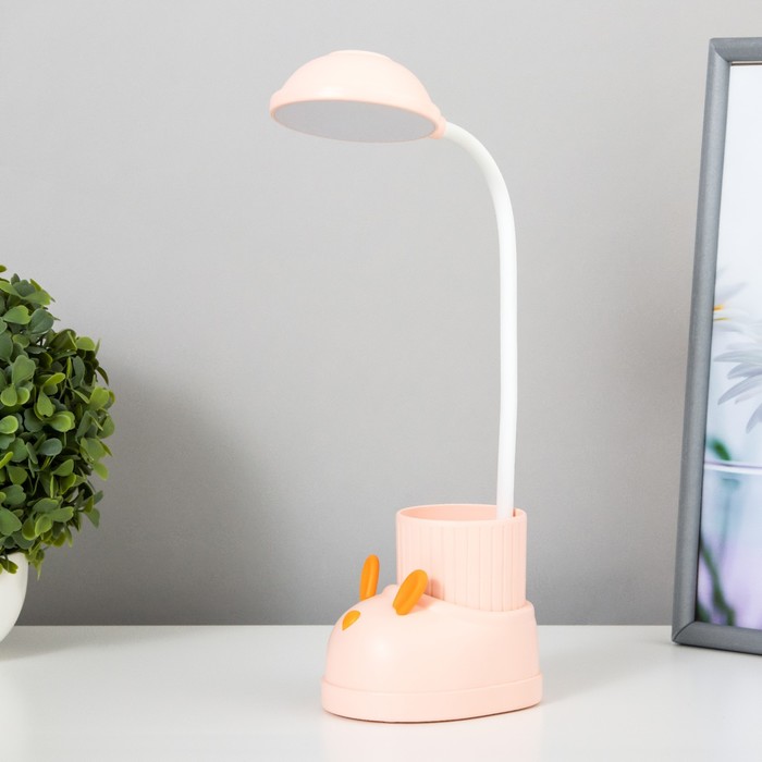 Лампа настольная «Ботинок заяц» LED 3 режима 3 Вт USB органайзер розовый 8×11×31 см RISALUX - Фото 1