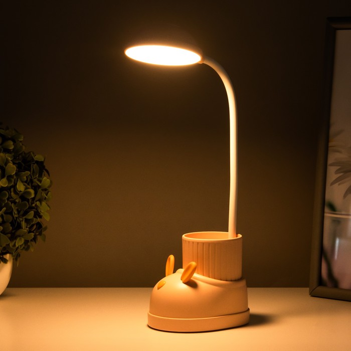 Лампа настольная "Ботинок заяц" LED 3 режима 3Вт USB органайзер  розовый 8х11х31 см RISALUX - фото 1886850550