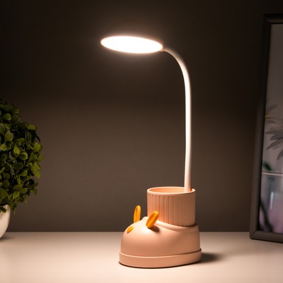 Лампа настольная «Ботинок заяц» LED 3 режима 3 Вт USB органайзер розовый 8×11×31 см RISALUX