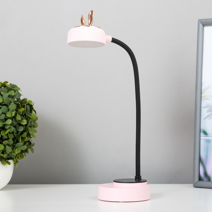 Лампа настольная "Ушки" LED 3 режима 2Вт USB розовый 6х12х37 см RISALUX - Фото 1