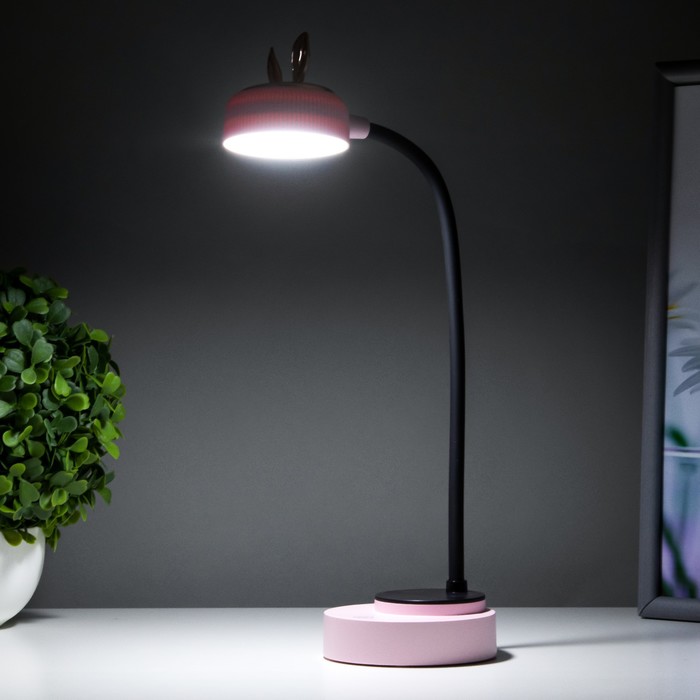 Лампа настольная "Ушки" LED 3 режима 2Вт USB розовый 6х12х37 см RISALUX - фото 1907453940