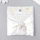 Декор для творчества металл, стразы "Бантик с жемчужиной" 1,8х1,5 см - фото 22472681