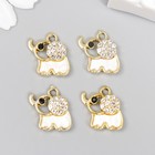 Декор для творчества металл, эмаль, стразы "Слонёнок" 1,6х1,5 см (комплект 4 шт) - фото 21616604